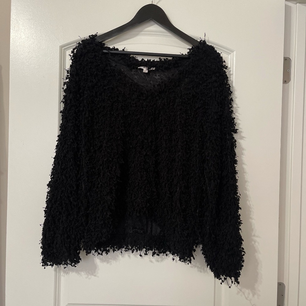 MINE sz L black shaggy sweater